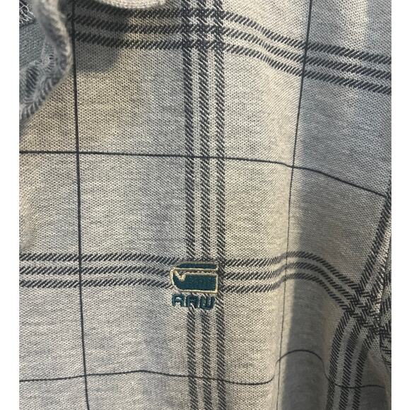 NWOT G-STAR RAW Polo Grey Checkered Embroidered Logo Men's sz. XL Slim Fit - Picture 5 of 8